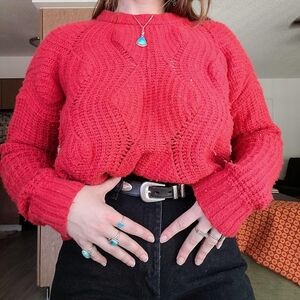 Red Madewell Cable Knit Sweater